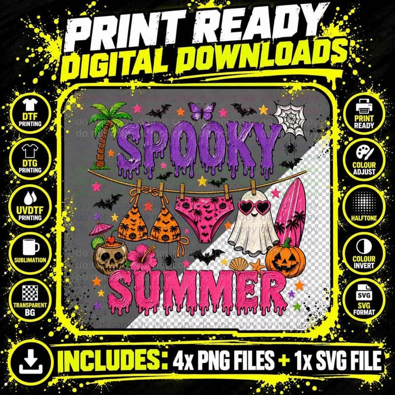 Ghost Duck Basket Ride Halloween T-Shirt Png SVG Digital Bundle