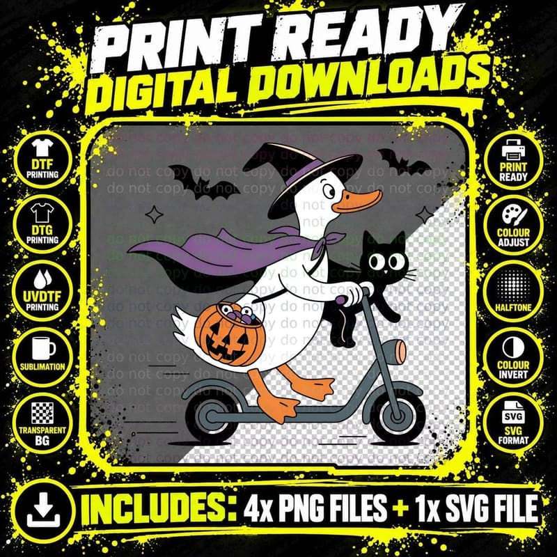 Ghost on Scooter Vibes Halloween T-Shirt Png SVG Digital Bundle