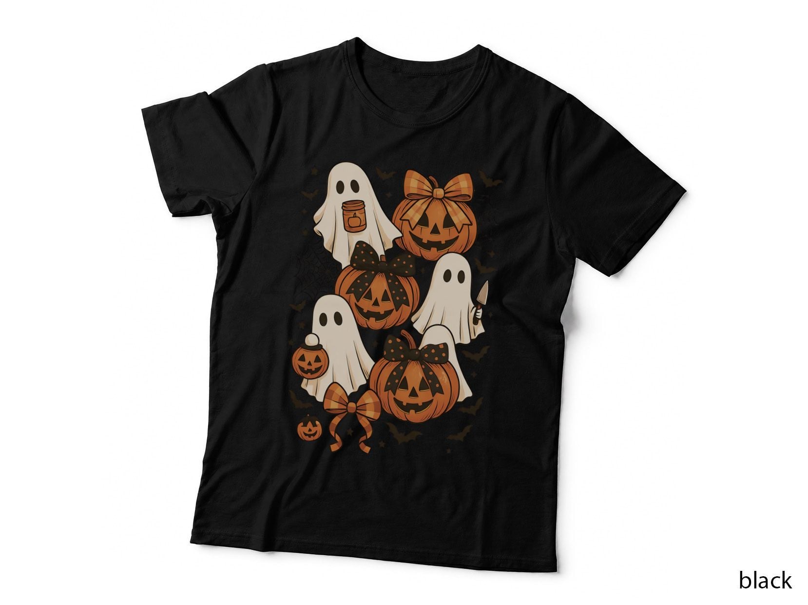 Ghosts Holding Jars with Pumpkins Halloween T-Shirt, Spooky Season Graphic Tee