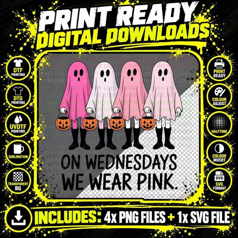 Ghosts Trick-Or-Treating Pumpkin Baskets Halloween Png SVG Digital Bundle