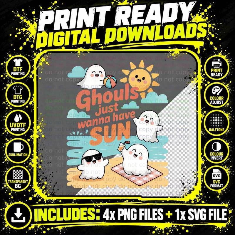 Ghouls Just Wanna Have Sun Halloween T-Shirt Png SVG Digital Bundle