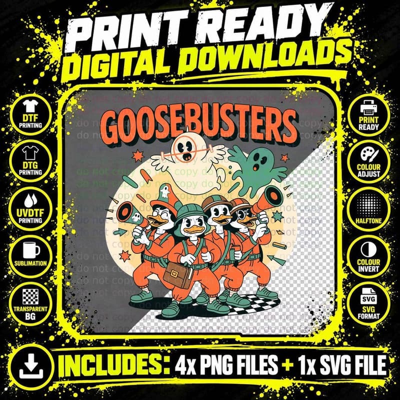 Goosebusters Halloween T-Shirt, Duck Ghost-Busting Team Png SVG Digital Bundle