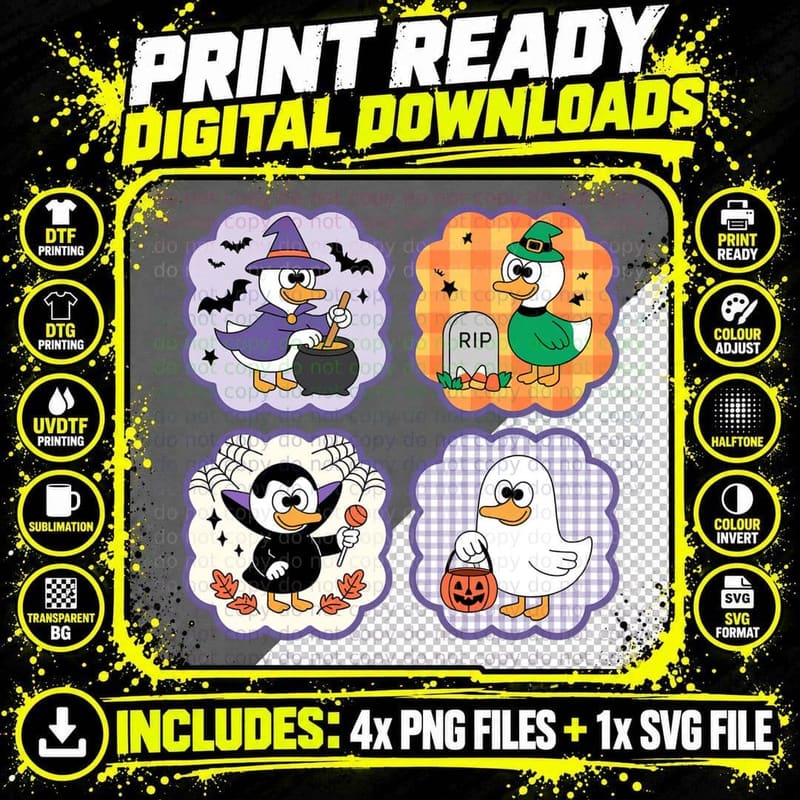 Halloween Duck Costumes Funny Goose T-Shirt Png SVG Digital Bundle
