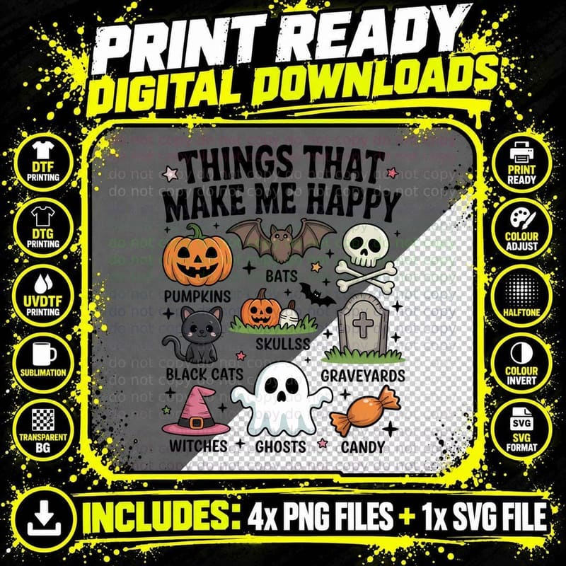 Halloween Elements Skull Pumpkins Halloween T-Shirt Png SVG Digital Bundle