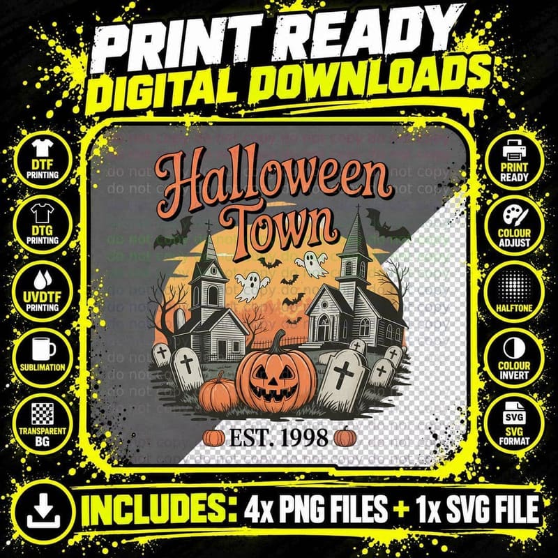 Halloween Town Halloween T-Shirt, Halloween Town Haunted Png SVG Digital Bundle