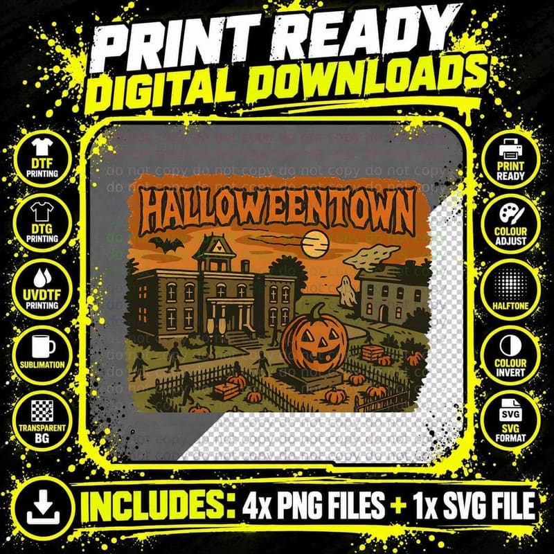 Halloweentown Halloween T-Shirt, Haunted Town with Png SVG Digital Bundle
