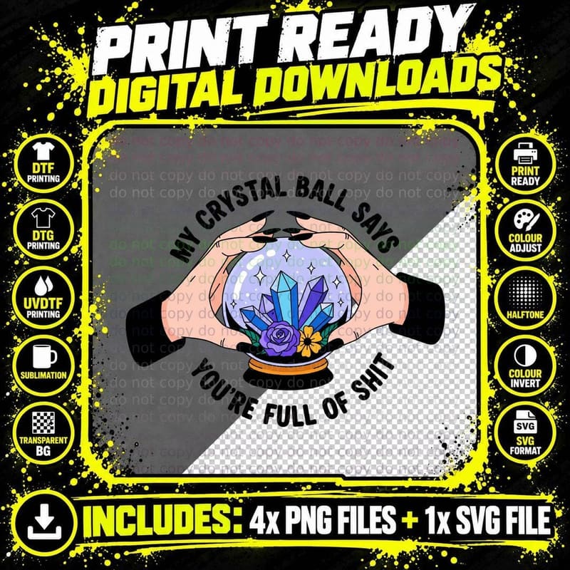 Hands Holding Crystal Ball Halloween T-Shirt Png SVG Digital Bundle