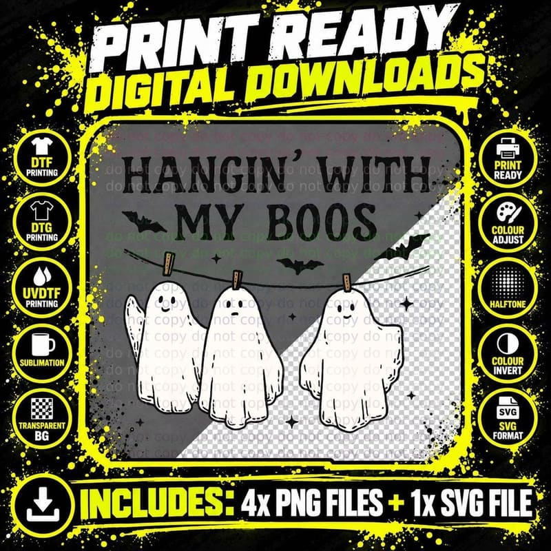 Hanging with My Boos Halloween T-Shirt Png SVG Digital Bundle