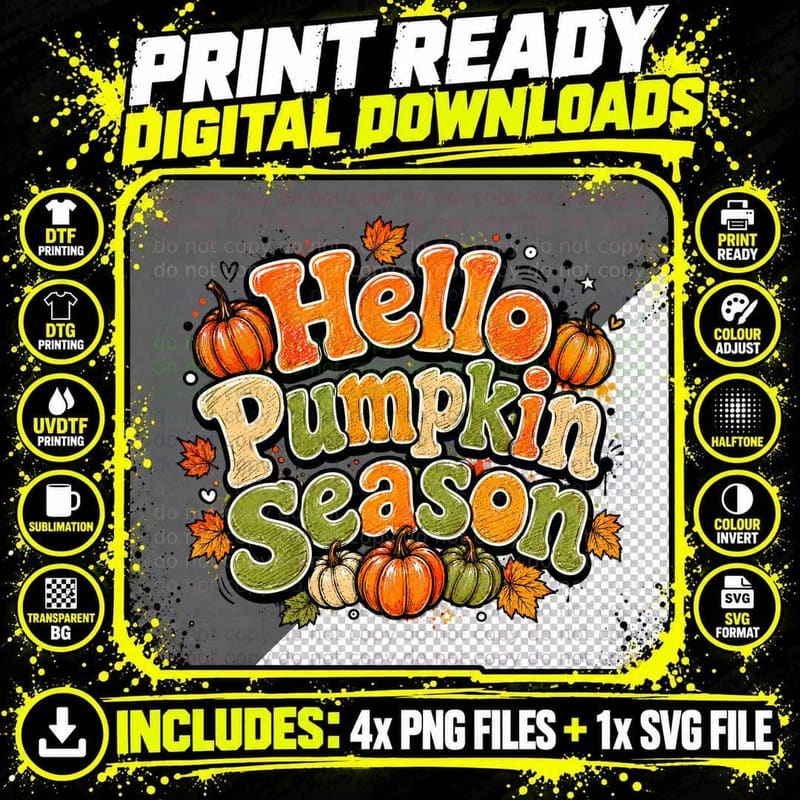 Happy Pumpkin Season Halloween T-Shirt Png SVG Digital Bundle