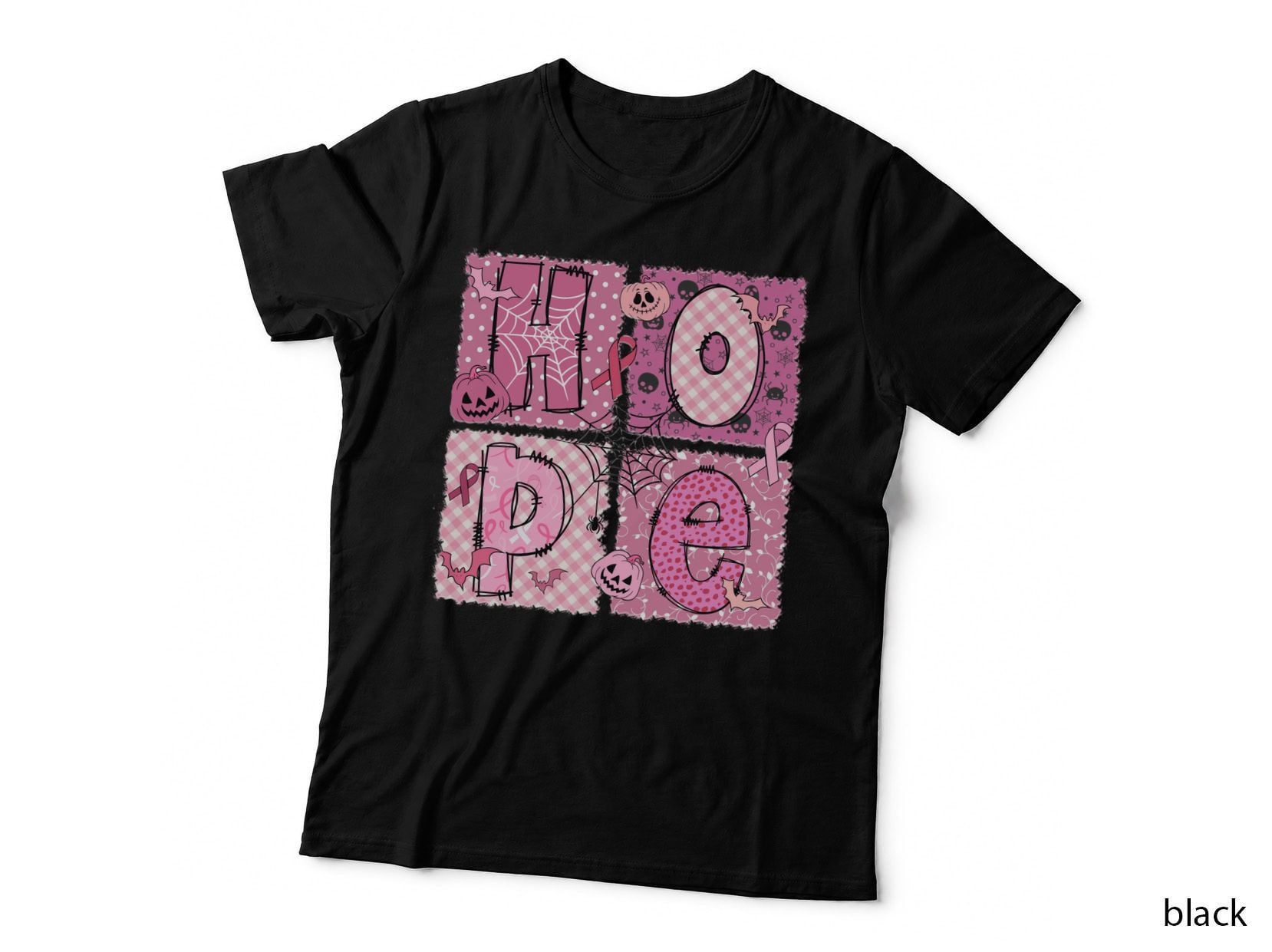 Hide Halloween T-Shirt, Pink Grunge Halloween Text Squares Spooky Tee