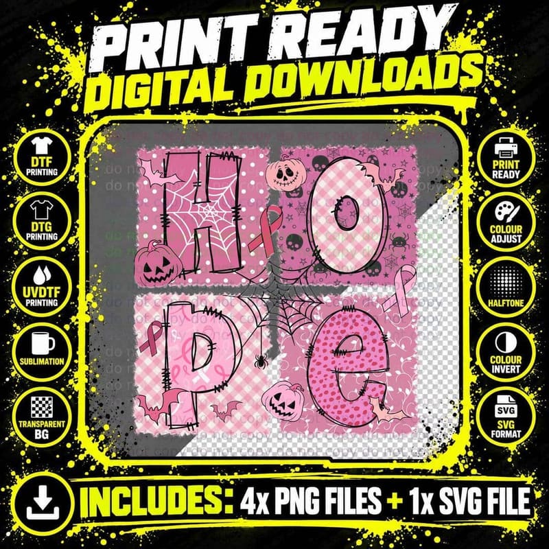 Hide Halloween T-Shirt, Pink Grunge Halloween Text Png SVG Digital Bundle