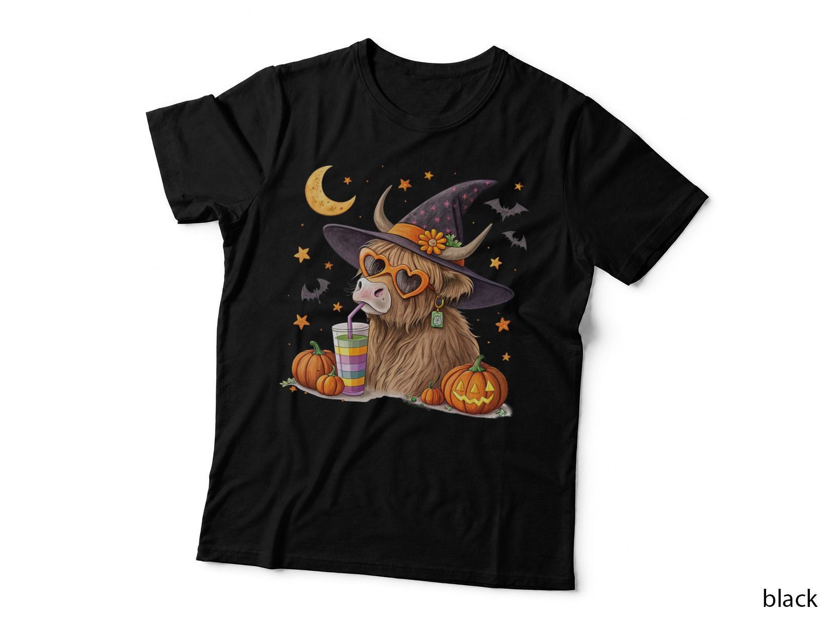 Highland Cow Witch Halloween Highland Cow T-Shirt, Highland Cow Graphic Tee