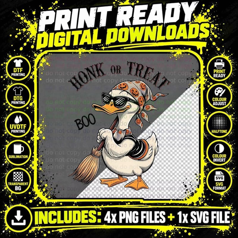 Honk or Treat Boo Funny Halloween T-Shirt Png SVG Digital Bundle