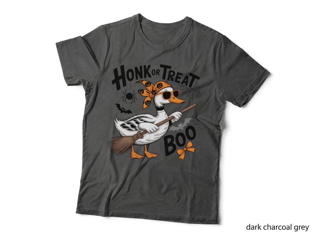 Honk or Treat Halloween T-Shirt, Cool Witch Duck with Sunglasses Spooky Tee