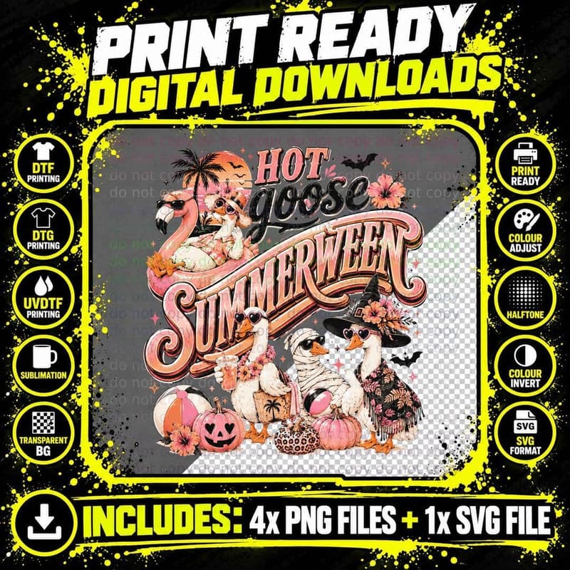 Hot Ghost Summerween Halloween T-Shirt Png SVG Digital Bundle