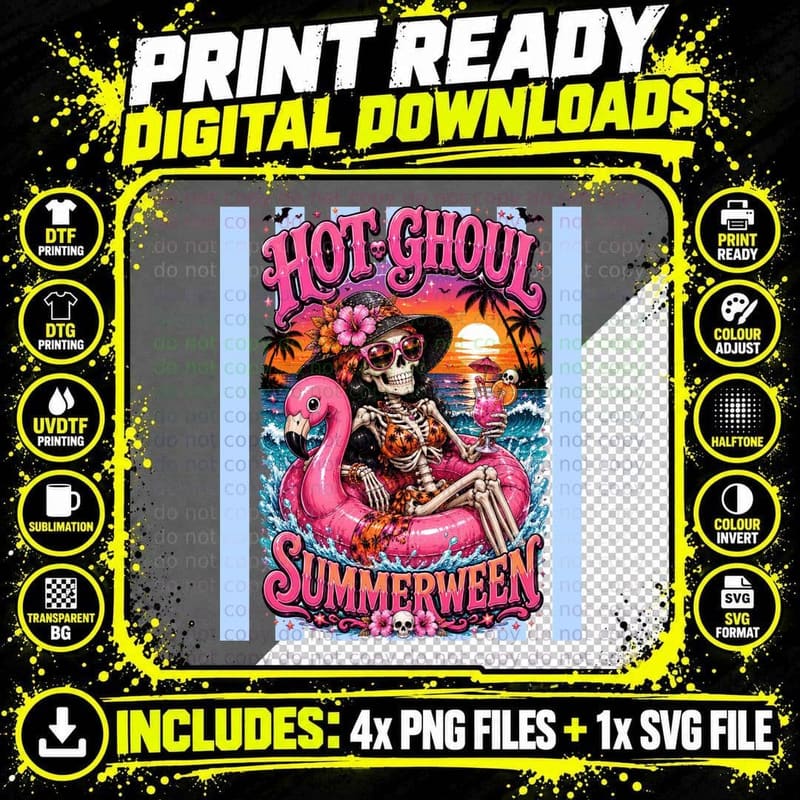 Hot Ghoul Summerween Halloween T-Shirt Png SVG Digital Bundle