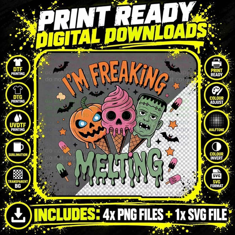 I'm Freaking Melting Funny Halloween T-Shirt Png SVG Digital Bundle