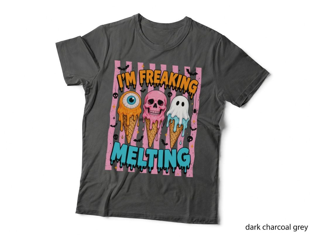 I'm Freaking Melting Halloween T-Shirt, Ice Cream Cones Skull Faces Spooky Tee