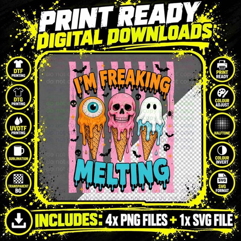 I'm Freaking Melting Halloween T-Shirt Png SVG Digital Bundle
