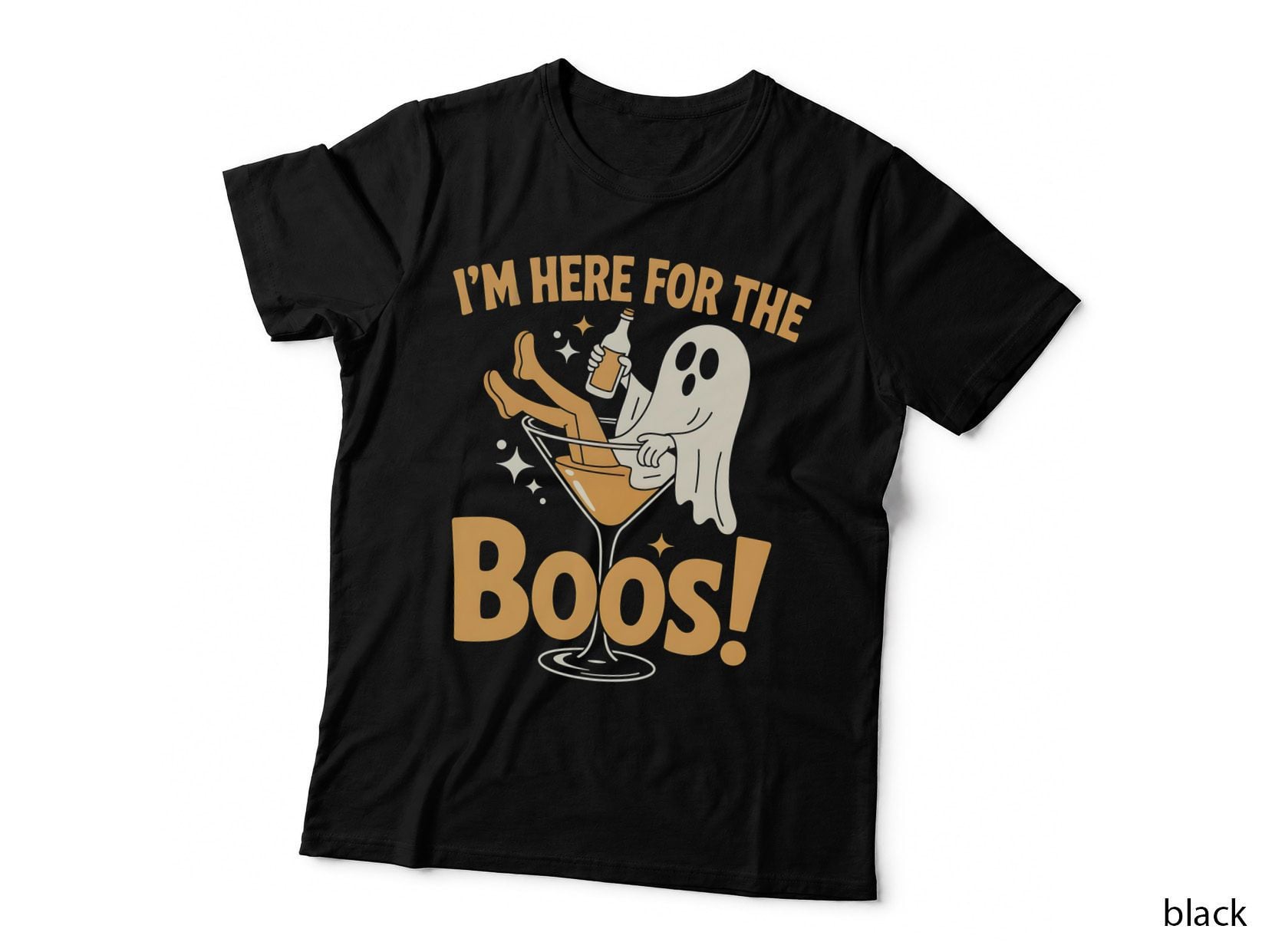 I'm Here for the Boos Halloween T-Shirt, Ghost Cocktail Lemon Legs Dancing