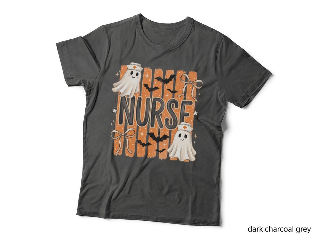 Iiind Nurse Halloween T-Shirt, Nurse Ghost Bats Bows Spooky Tee