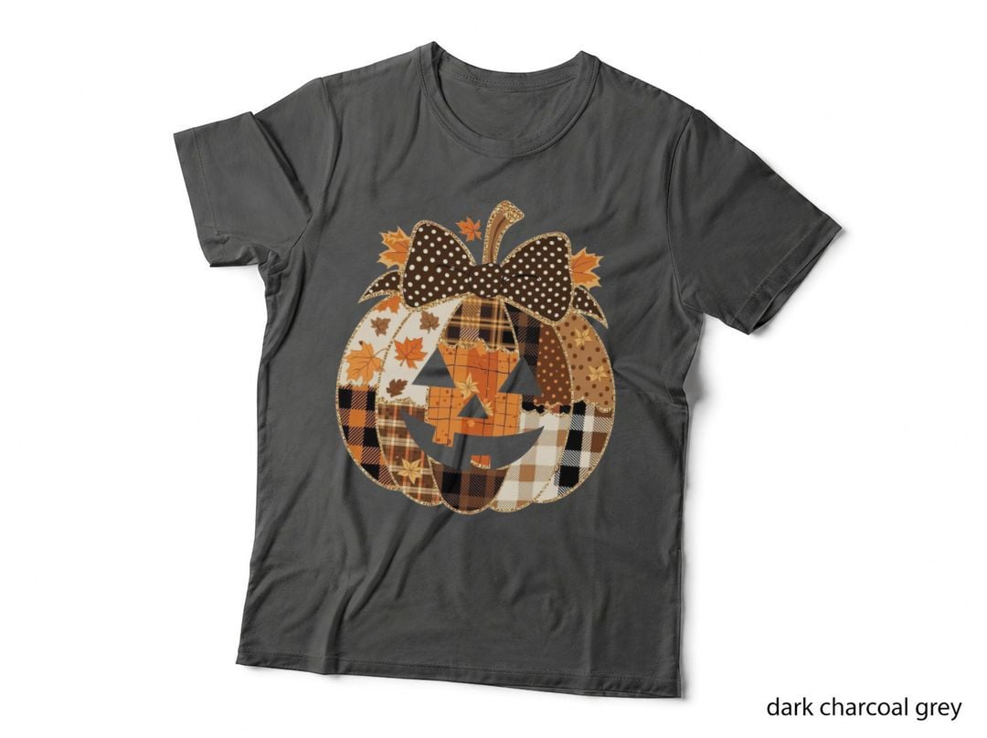 Jack-O-Lantern Decorative Bow Halloween T-Shirt, Spooky Season Graphic Tee