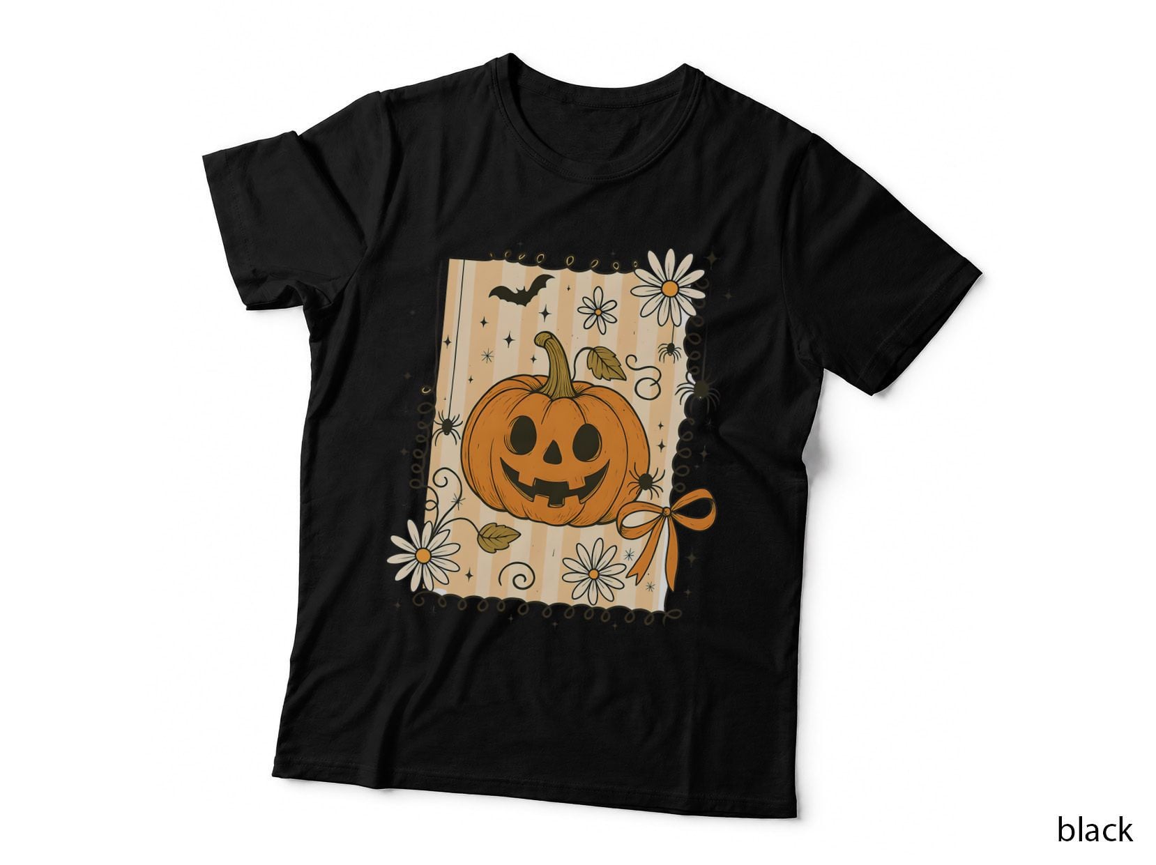 Jack-O-Lantern Pumpkin Flowers Halloween T-Shirt, Spooky Season Graphic Tee
