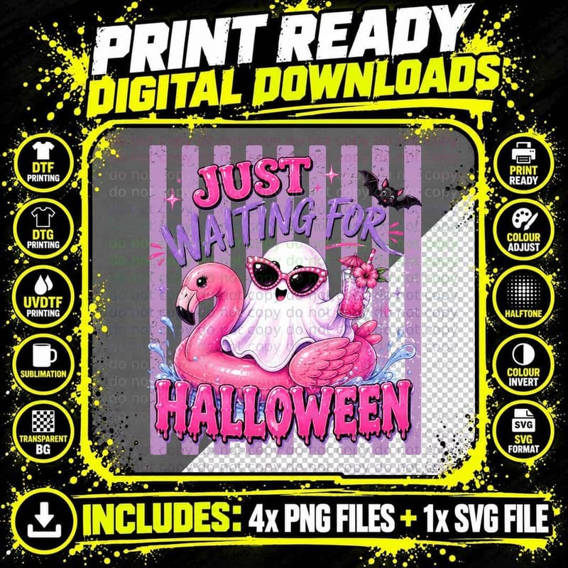 Just Waiting for Halloween T-Shirt Png SVG Digital Bundle