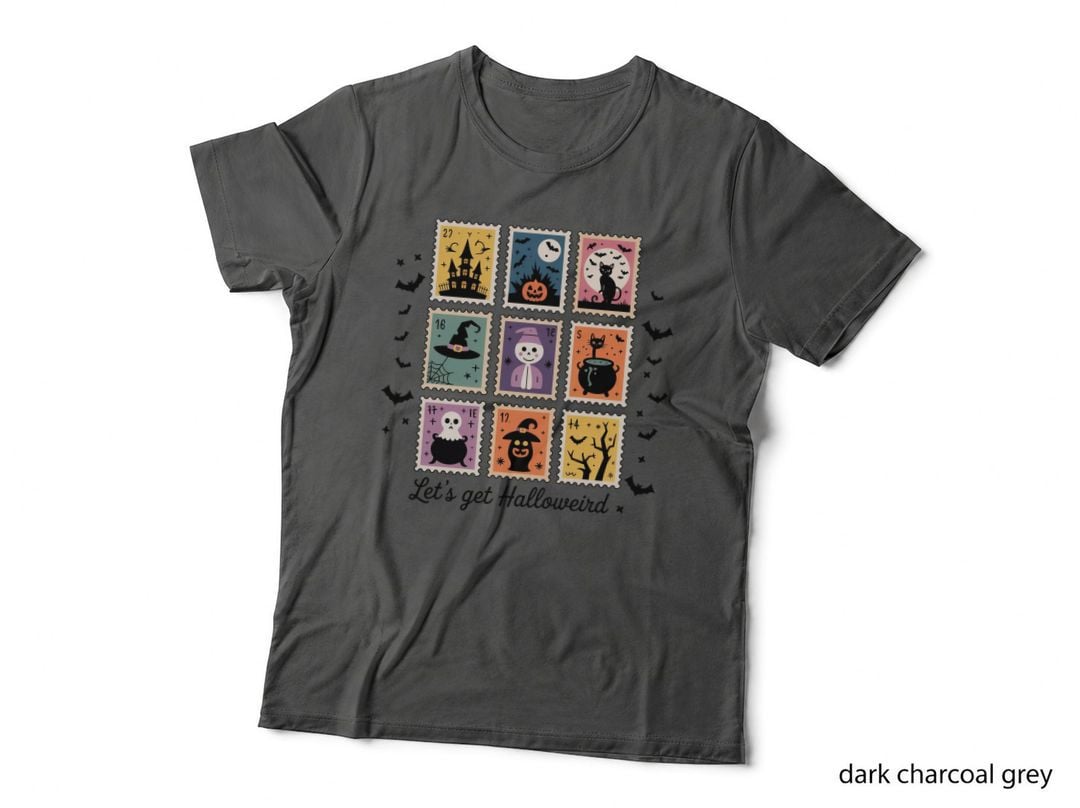Let's Get Halloween T-Shirt, Halloween Vintage Postage Stamps Spooky