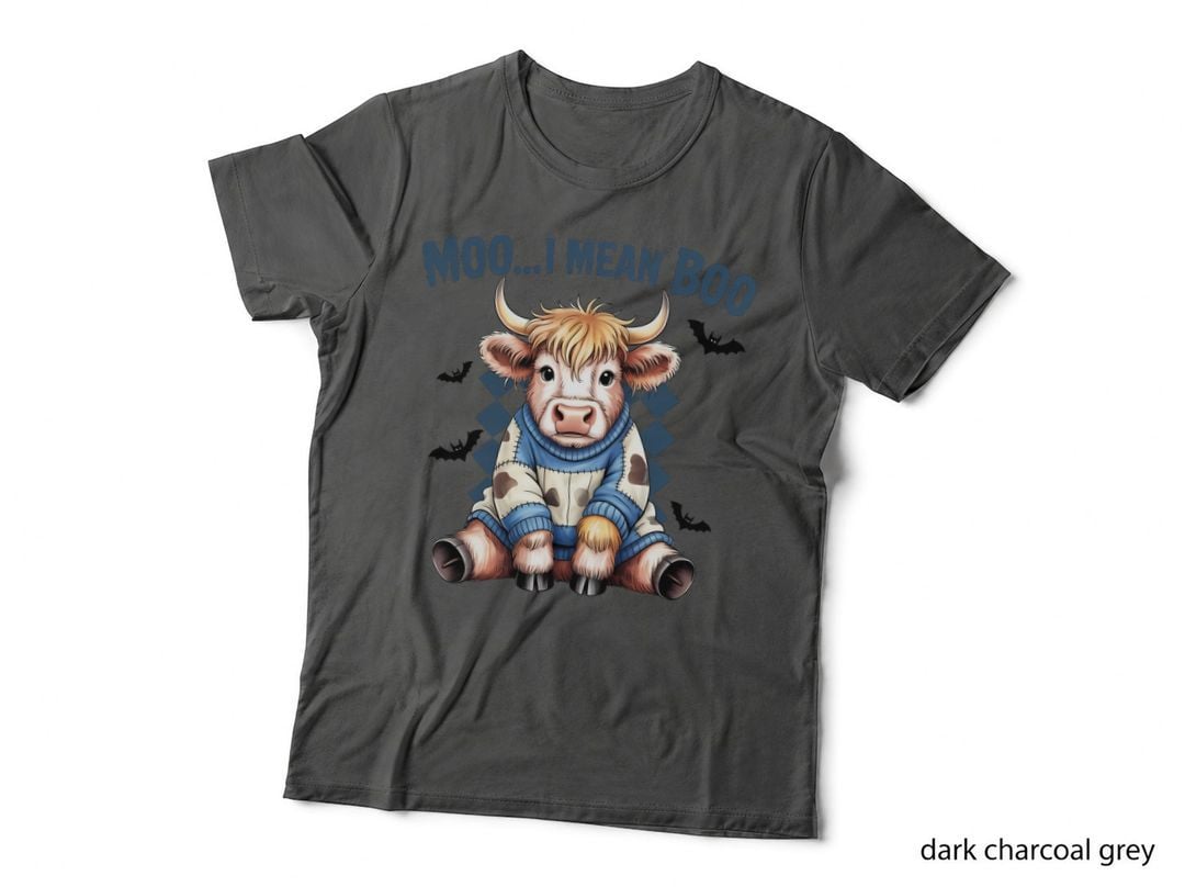 Moo... I Mean Boo Halloween T-Shirt, Stuffed Bull Sweater Horns Spooky Tee
