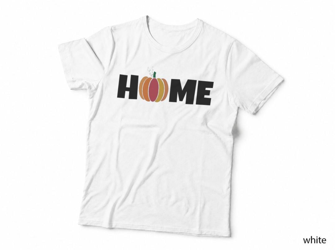 Multicolor Striped Pumpkin Fall Design T-Shirt, Autumn Season Graphic Tee