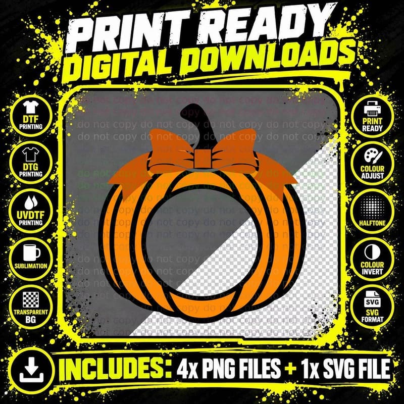 Orange Pumpkin Orange Bow Fall T-Shirt Png SVG Digital Bundle