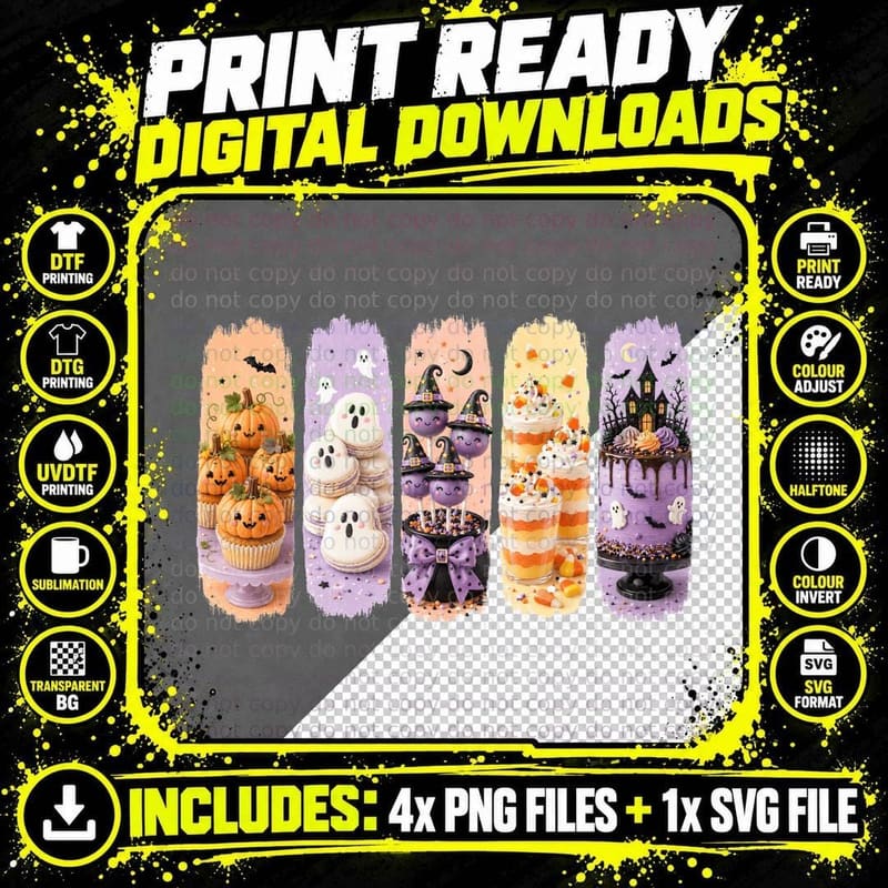 Pastry Carousel Dessert Halloween T-Shirt Png SVG Digital Bundle