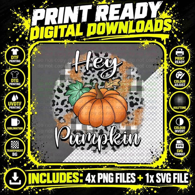 Peace Heart Pumpkin Leopard Fall T-Shirt Png SVG Digital Bundle