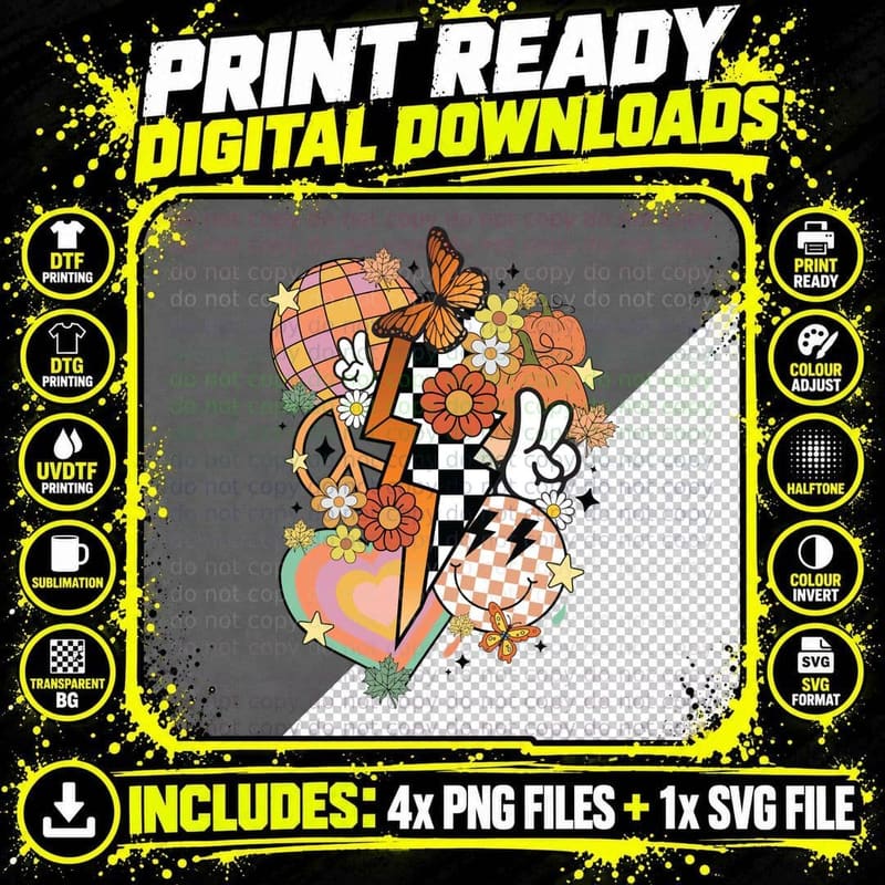 Pink and White Pumpkins Fall T-Shirt Png SVG Digital Bundle