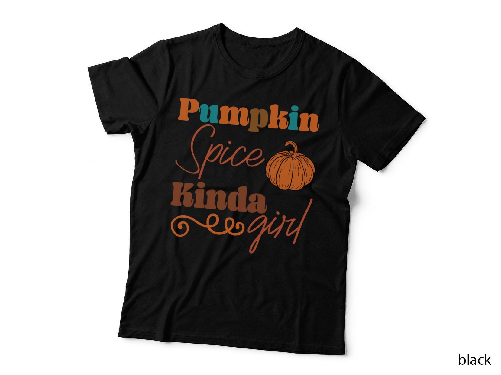 Plain Orange Pumpkin with Stem Fall T-Shirt, Autumn Season Graphic Tee