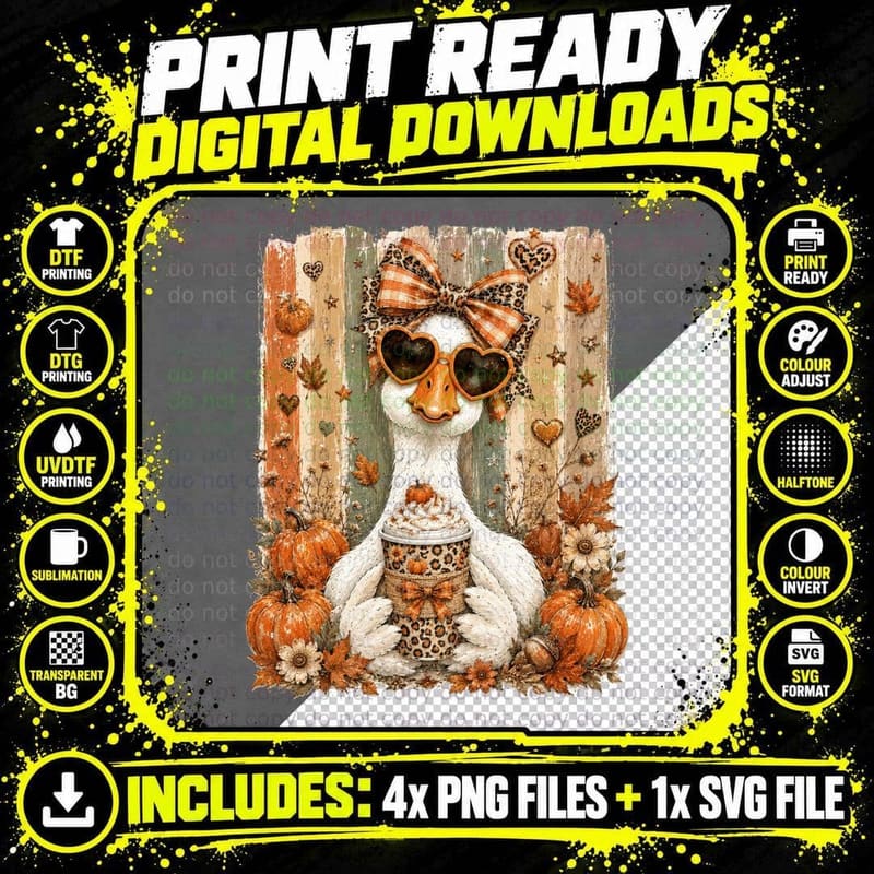 Poodle with Sunglasses Pumpkin Spice Latte Fall T-Shirt Png SVG Digital Bundle