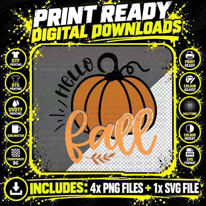 Pork Fall T-Shirt, Pumpkin with Wheat Leaves Autumn Tee Png SVG Digital Bundle
