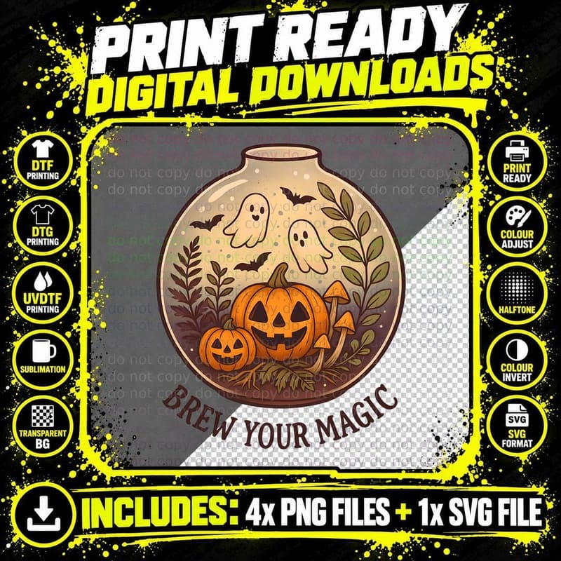 Potion Bottles Shelf Halloween Themed Halloween T-Shirt Png SVG Digital Bundle
