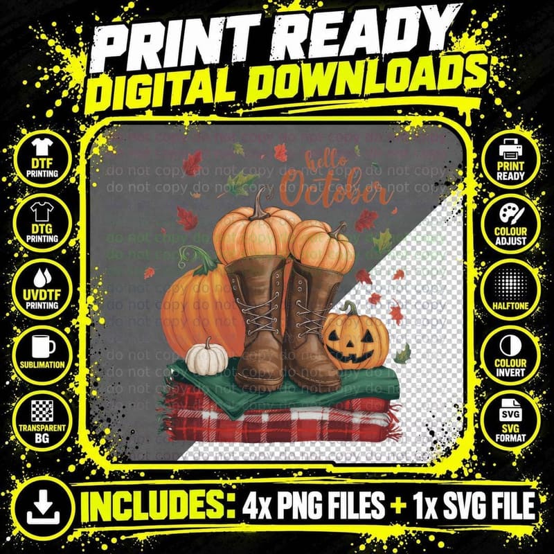 Pumpkin Autumn Fall T-Shirt, Pumpkin Patch Scarecrow Png SVG Digital Bundle