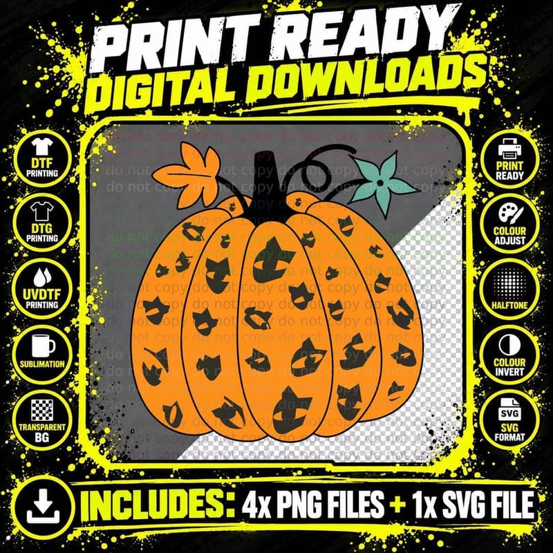 Pumpkin Candy Corn Pattern Fall T-Shirt Png SVG Digital Bundle