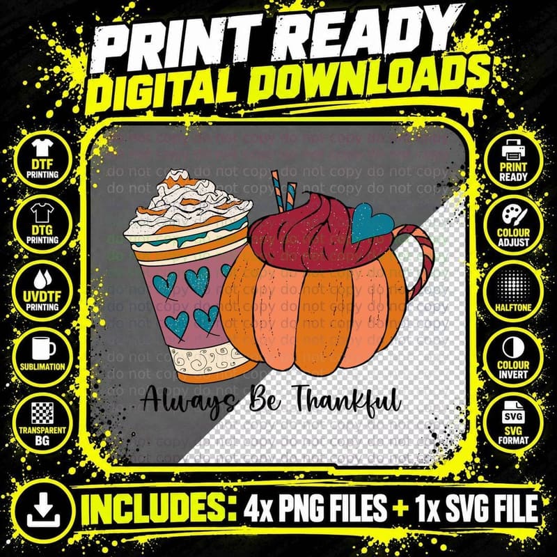 Pumpkin Coffee Mug Teapot Fall T-Shirt Png SVG Digital Bundle