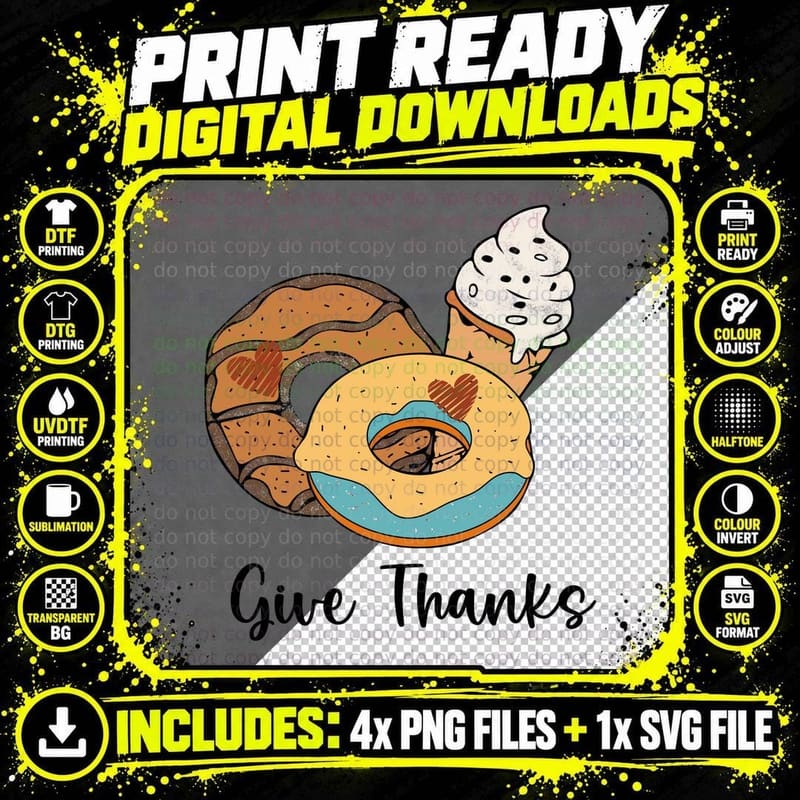 Pumpkin Donut Croissant Hearts Fall T-Shirt Png SVG Digital Bundle