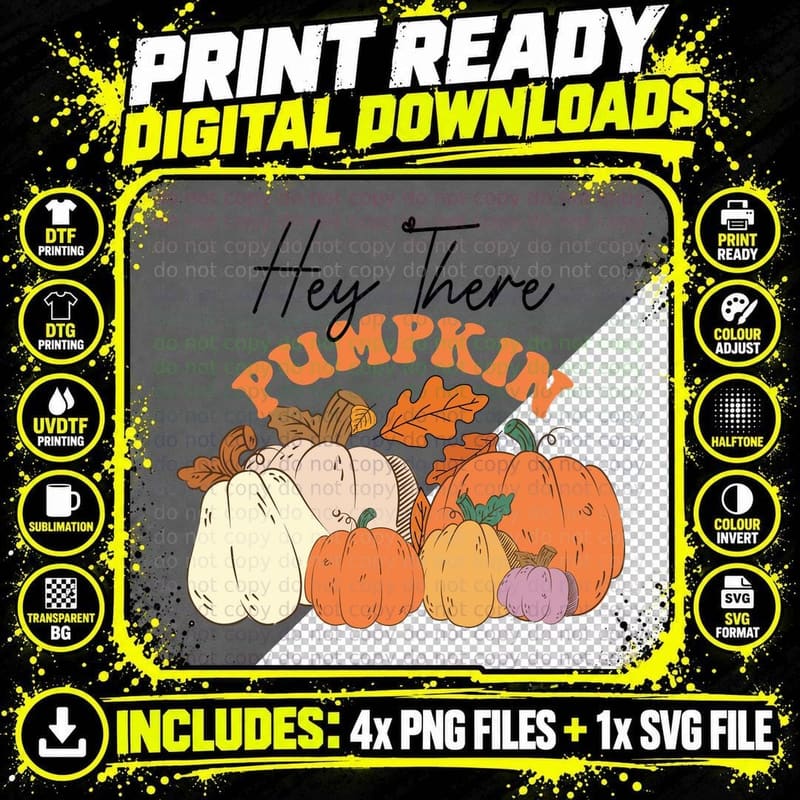 Pumpkin Fall T-Shirt, Harvest Pumpkins Varied Sizes Png SVG Digital Bundle