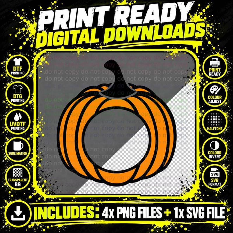 Pumpkin Frame Curved Border Fall T-Shirt Png SVG Digital Bundle
