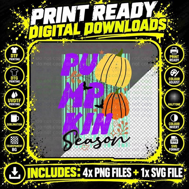 Pumpkin Man Kiss Season Fall T-Shirt Png SVG Digital Bundle