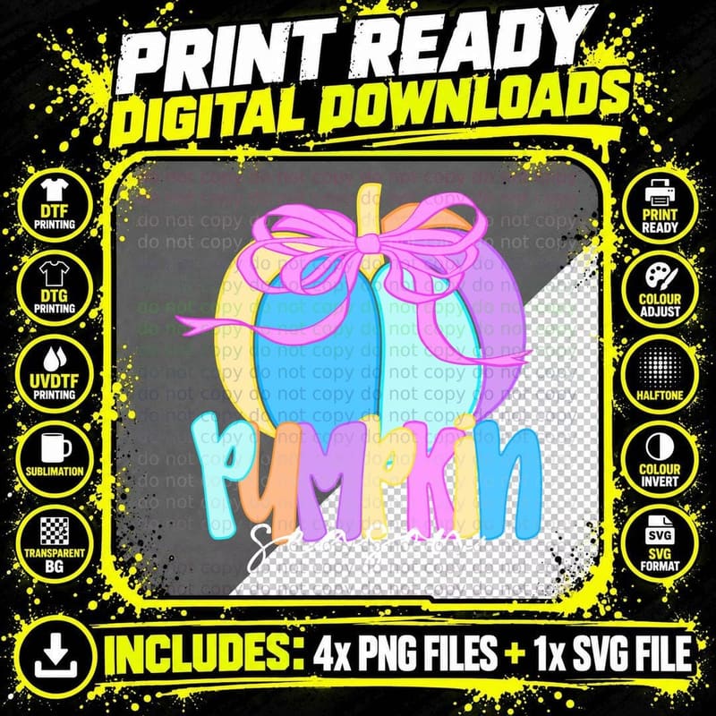 Pumpkin Season Fall T-Shirt, Bright Neon Pumpkin Magenta Png SVG Digital Bundle