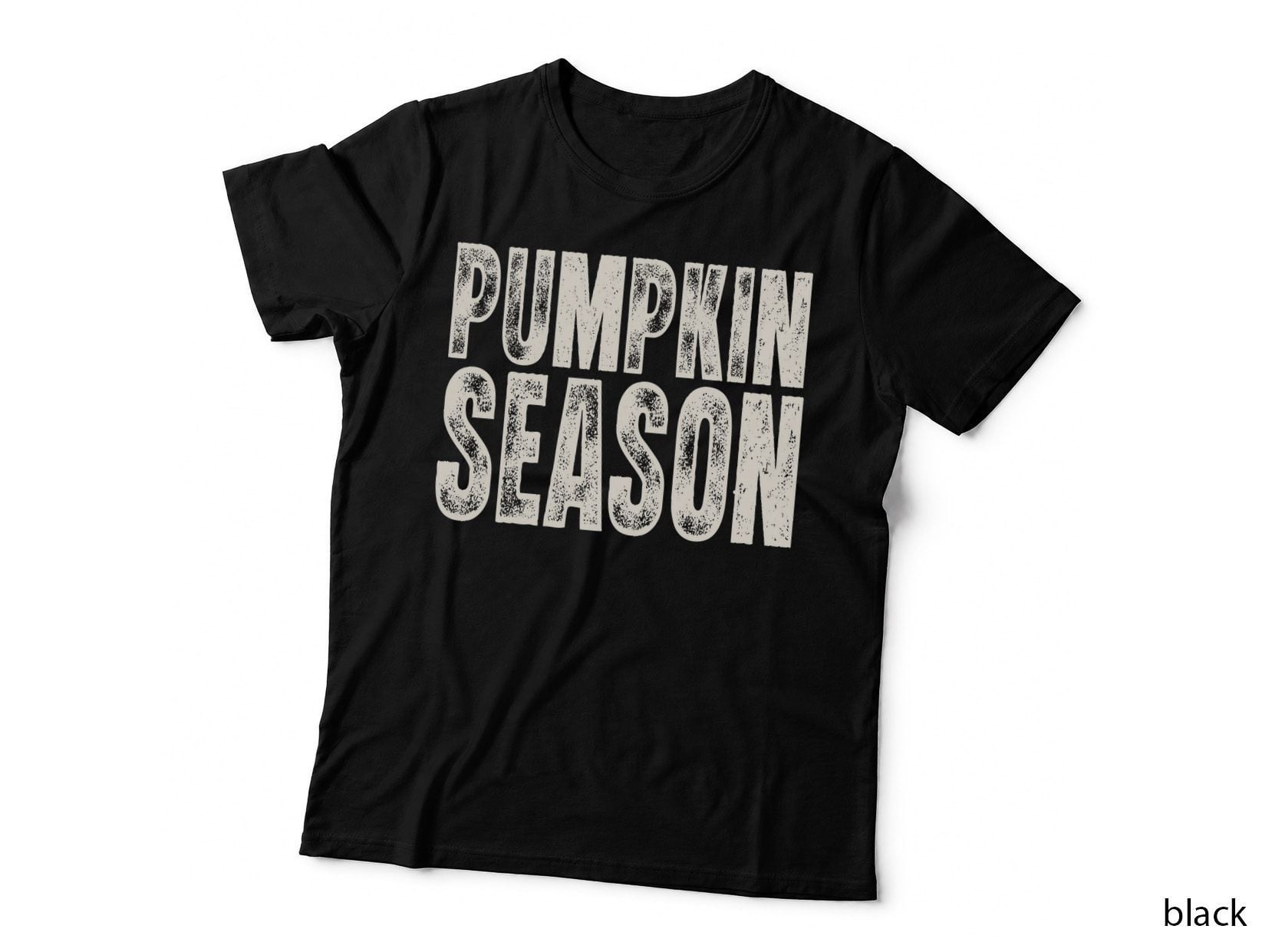 Pumpkin Season Fall T-Shirt, Distressed White Pumpkin Season Text Autumn Tee