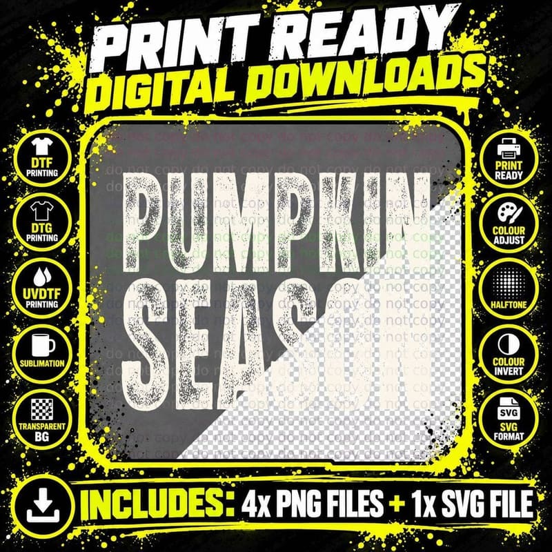 Pumpkin Season Fall T-Shirt, Distressed White Pumpkin Png SVG Digital Bundle