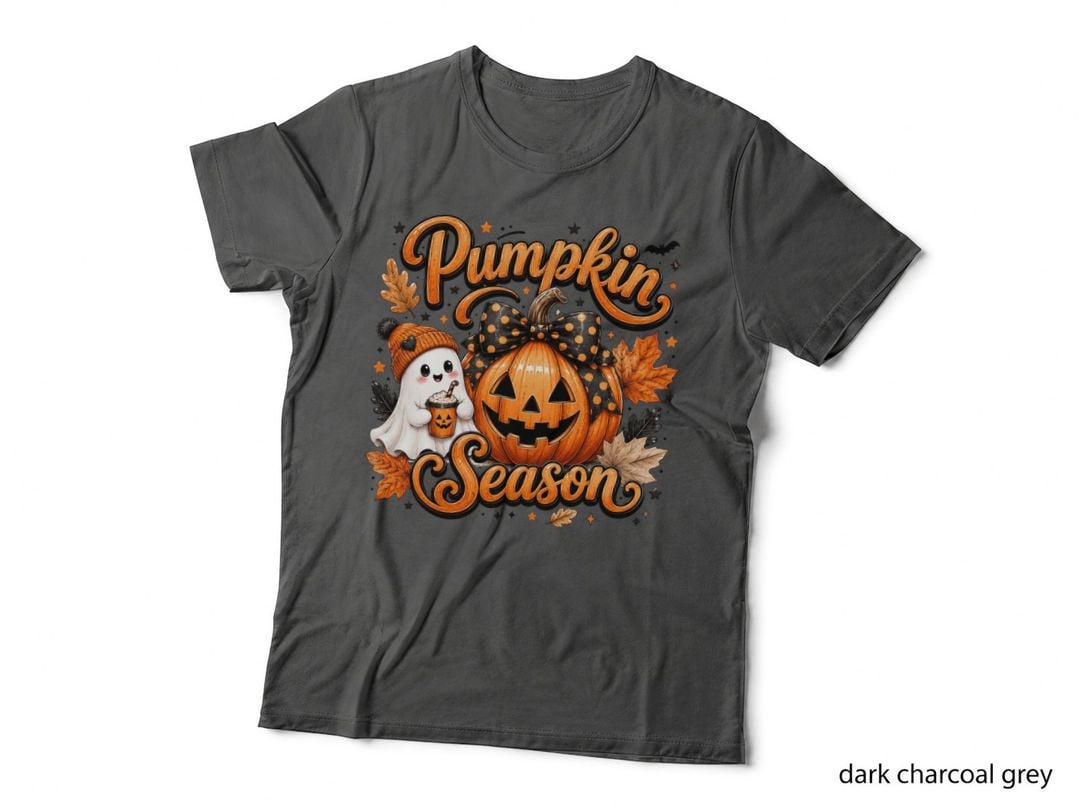 Pumpkin Season Fall T-Shirt, Ghost Costume Pumpkin Leaves Autumn Tee